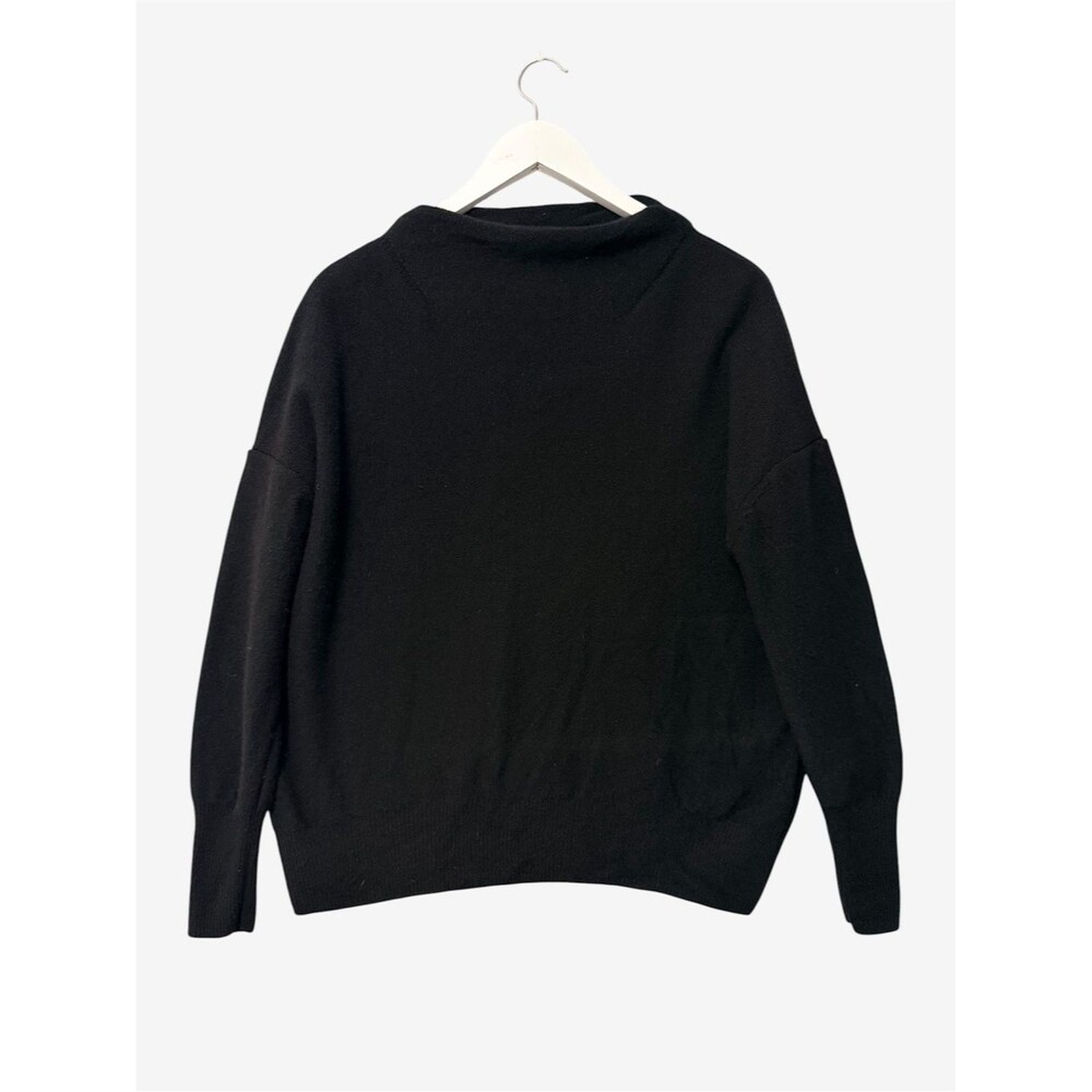 Quince Cashmere Funnel Neck Sweater Size Large Black Boxy Fit Quiet Luxury